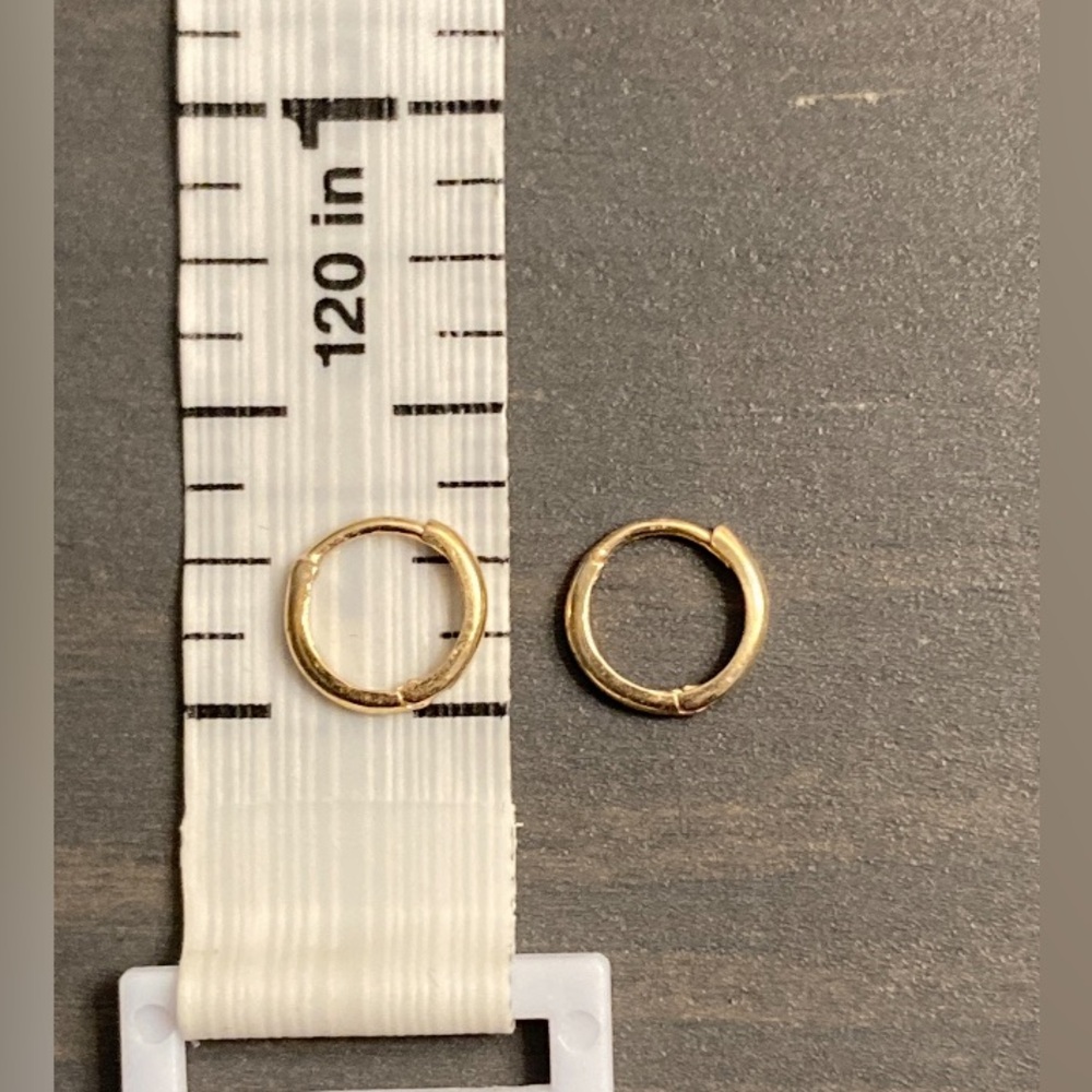 14k solid yellow gold huggie hoop earrings - 8mm